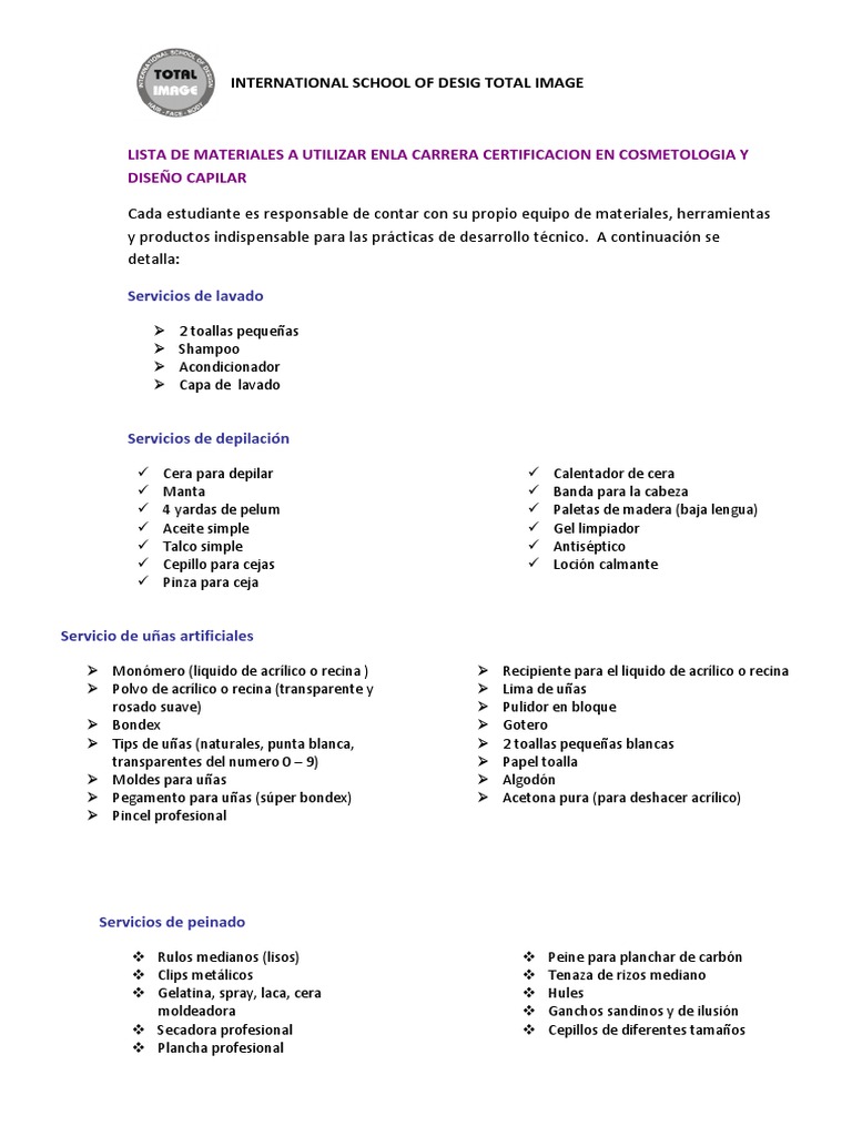 Lista de Materiales Ti | PDF | Productos cosméticos | Lápiz