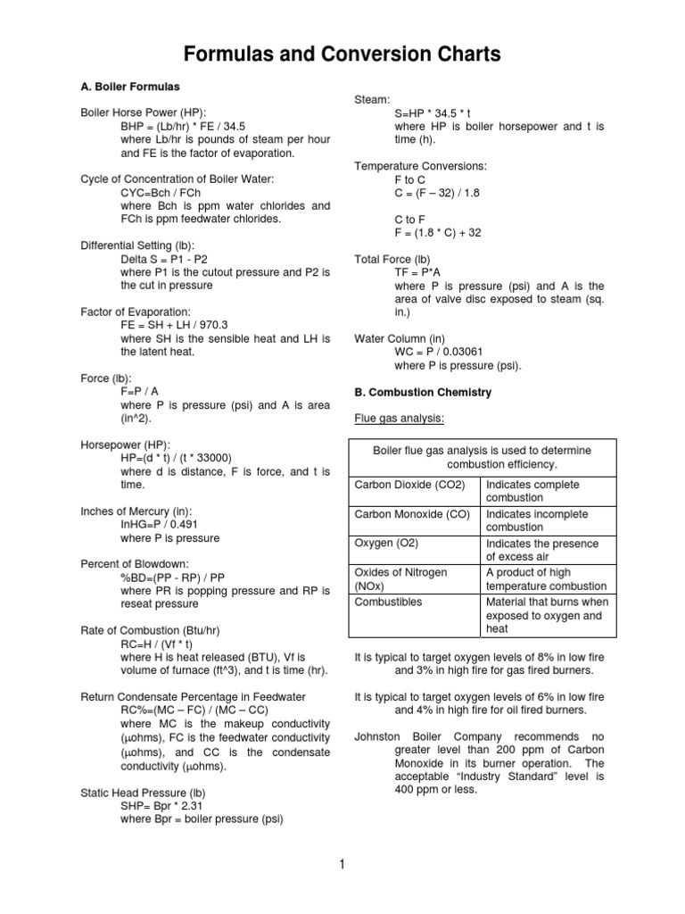 Formulas Boiler PDF Horsepower Combustion