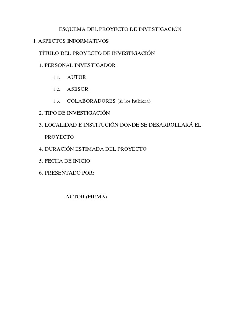 Esquema para Proyecto de Investigación | PDF | Hipótesis | Teoría