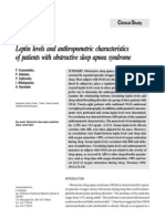 Leptin Levels and Anthropometric Characteristics of Patients With Obstructive Sleep Apnea Syndrome