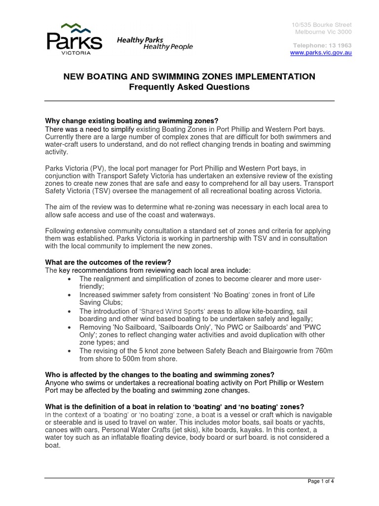 Boat Zone and Swimming Zones Review FAQs PDF Watercraft Human Swimming