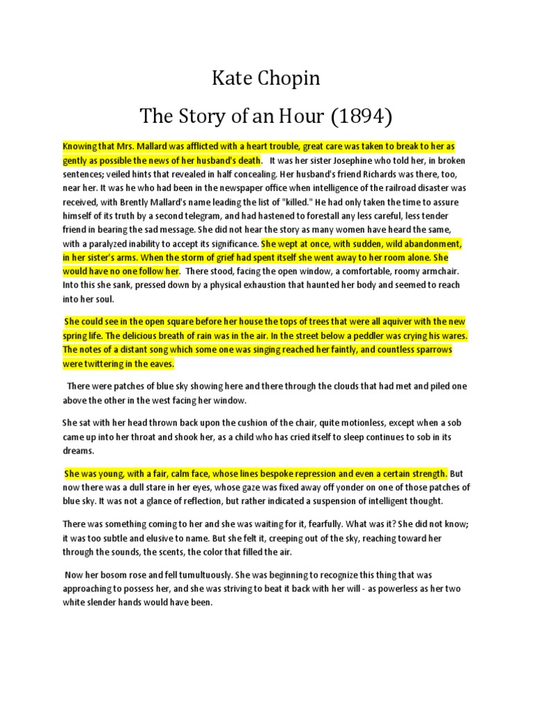 Kate chopin the story of an hour 1894 pdf