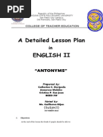 A Detailed Lesson Plan English Ii: "Antonyms"