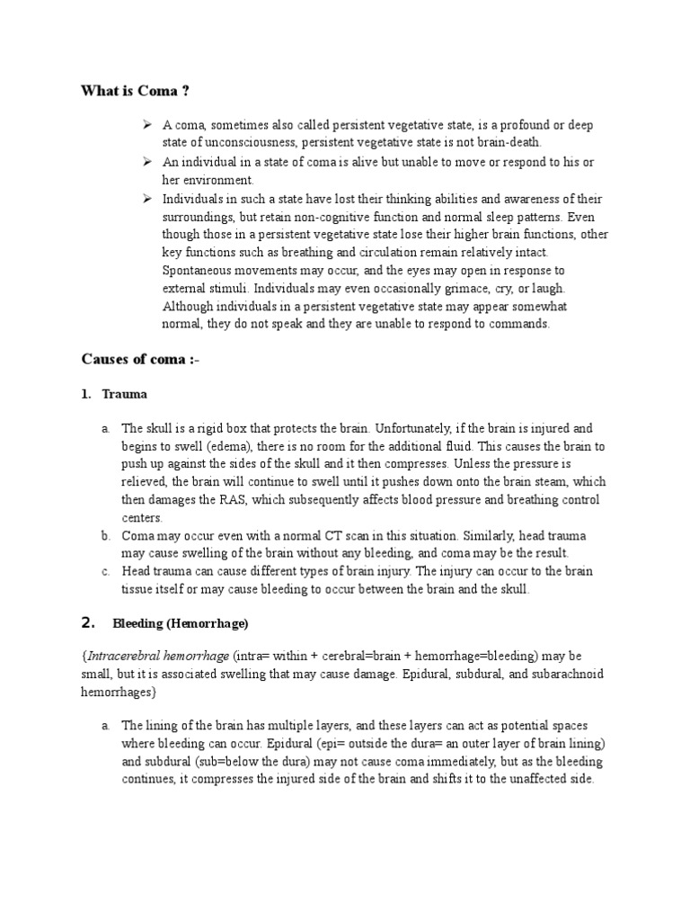 Understanding Coma and Its Causes | PDF | Coma | Traumatic Brain Injury
