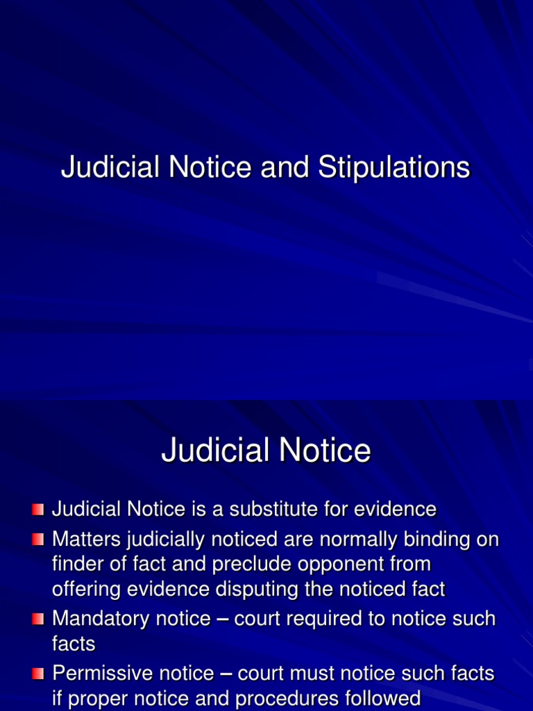 Judicial Notice and Stipulations PDF Judicial Notice Plea