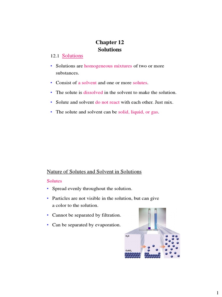 CH12 Lecture+Notes Copy | Molar Concentration | Solution