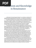 Humanism and Knowledge in Renaissance: TH TH TH