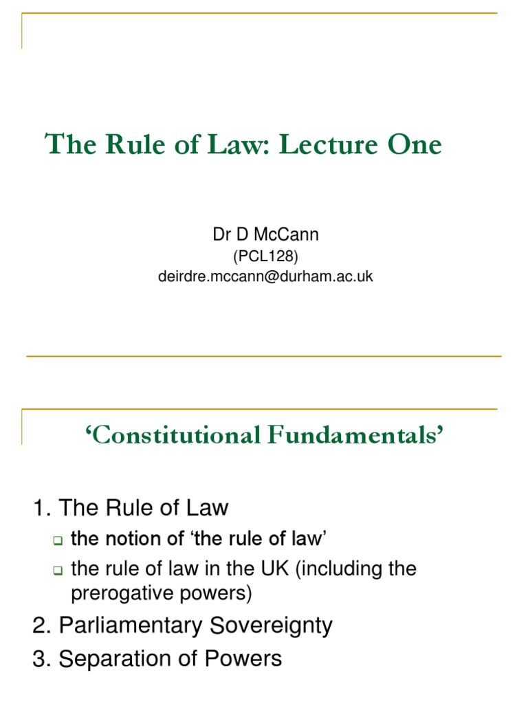 Rule of Law - Lecture 1 | PDF | Rule Of Law | Constitution