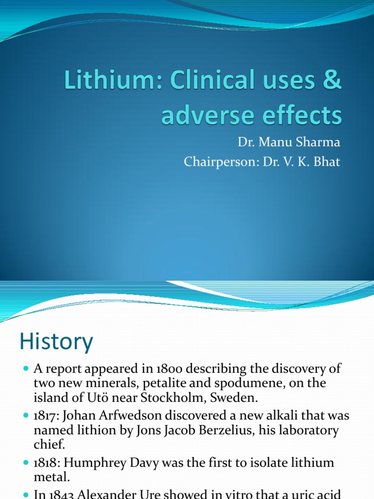 Lithium Clinical Uses & Adverse Effects | Bipolar Disorder | Major ...