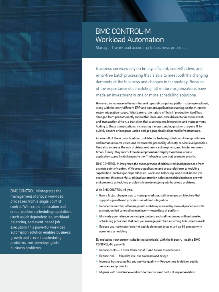 BMC Control M Workload Automation | PDF | Scheduling (Production ...