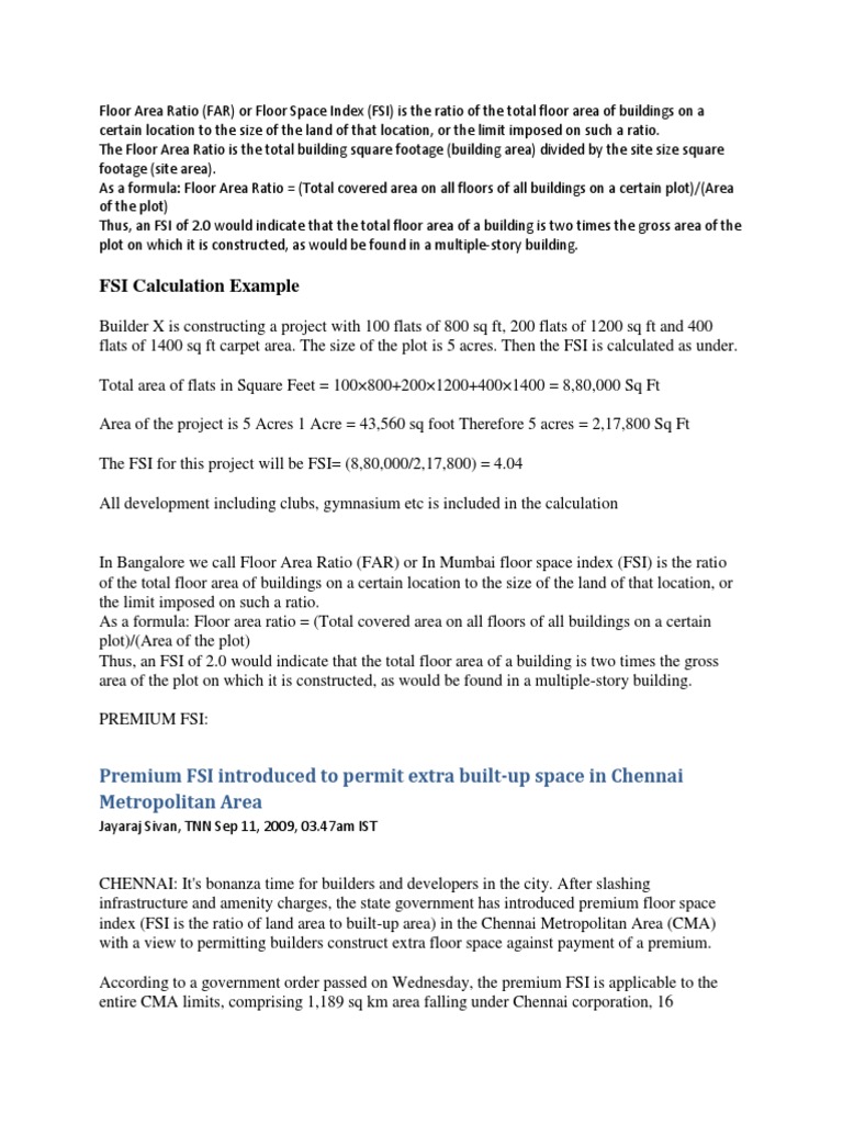 Floor Area Ratio Pdf Business