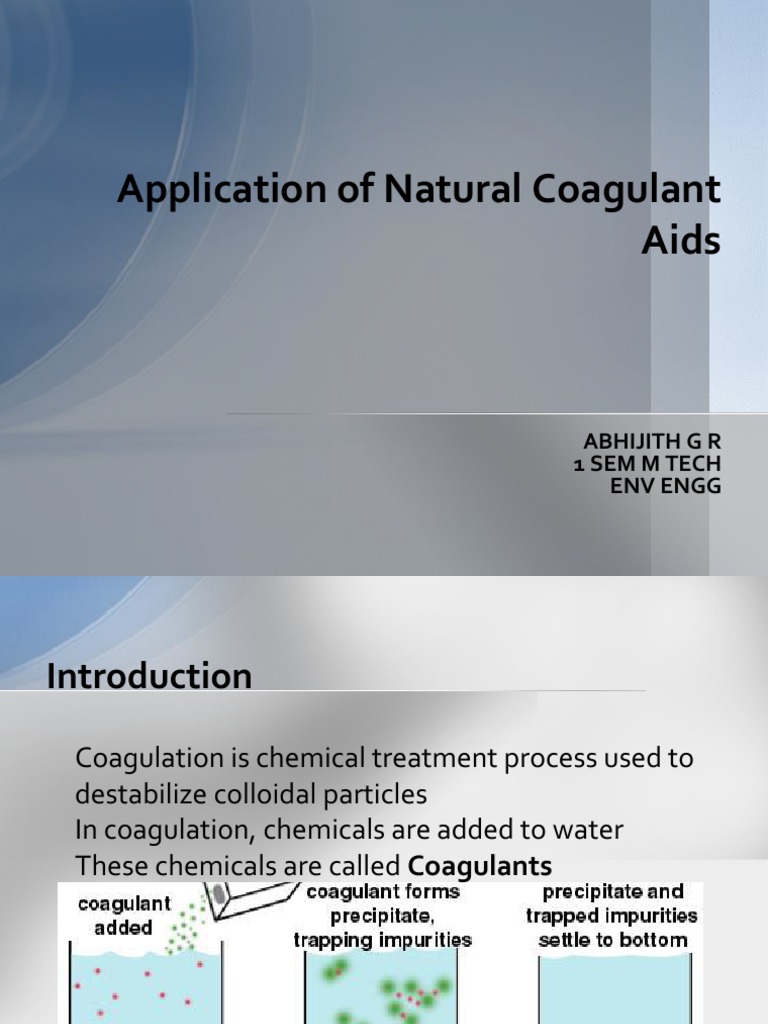 Application of Natural Coagulant Aids Chemical Substances Chemistry