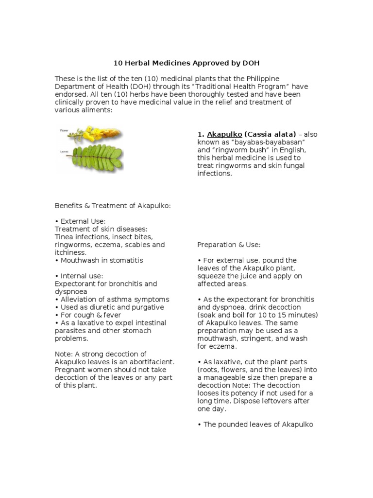 10 Approved Herbal Plants by DOH PDF Garlic Wound