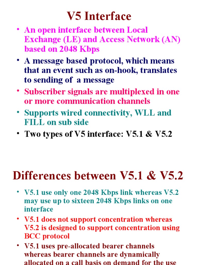V5 Interface Overview: V5.1 vs V5.2 | PDF | Telephone Exchange | Public ...