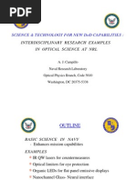 Science & Technology For New Dod Capabilities:: Interdisciplinary Research Examples in Optical Science at NRL