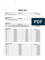PFI Price List