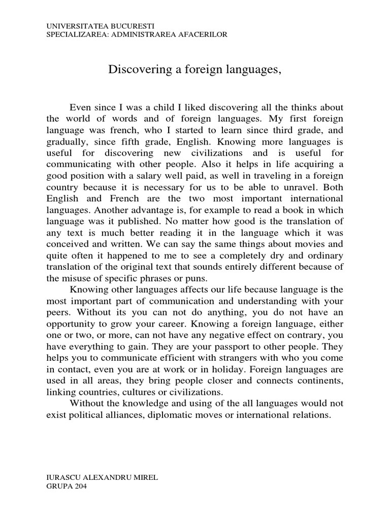 Importance of Learning Foreign Languages | PDF | Social Science ...