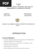 Download A STUDY OF QUALITY CONTROL AND QUALITY ASSURANCE AT CONSTRUCTION SITE by tapan12345 SN19964885 doc pdf