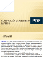 Clasificación de Anestésicos Locales