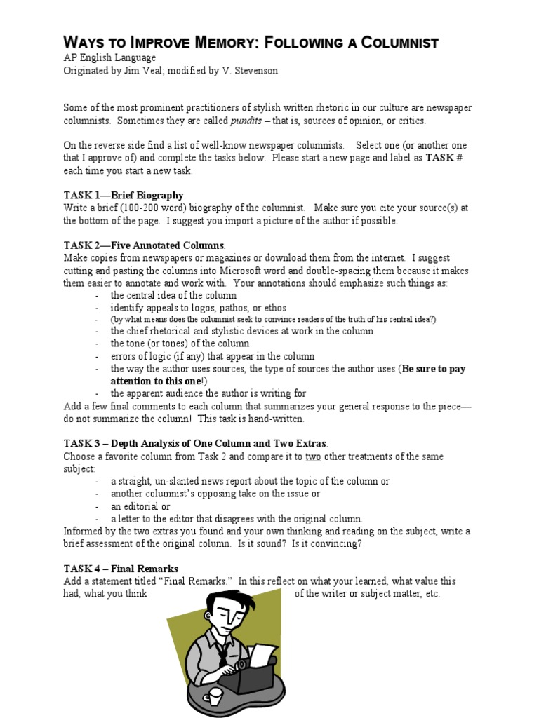 Following a Columnist Project Rhetoric Newspaper And Magazine