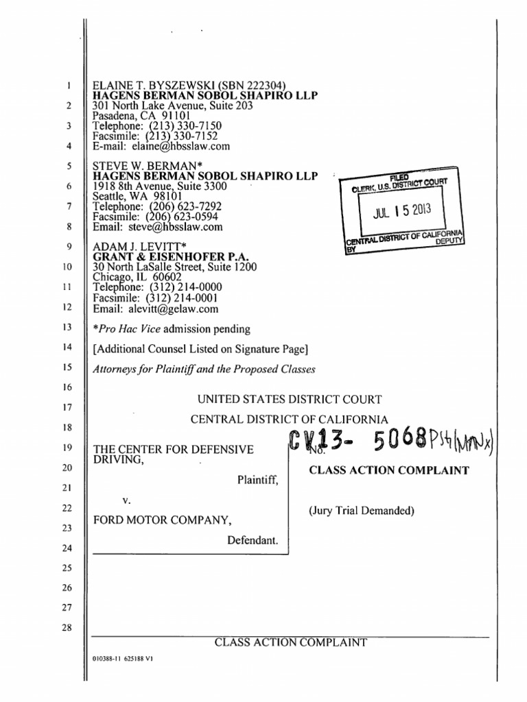 Ford Touchscreen 071513 Complaint Class Action Ford Motor Company
