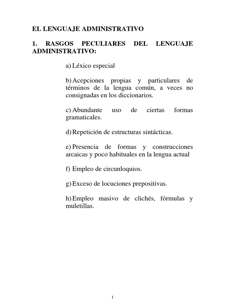 Lenguaje Administrativo PDF Verbo Léxico