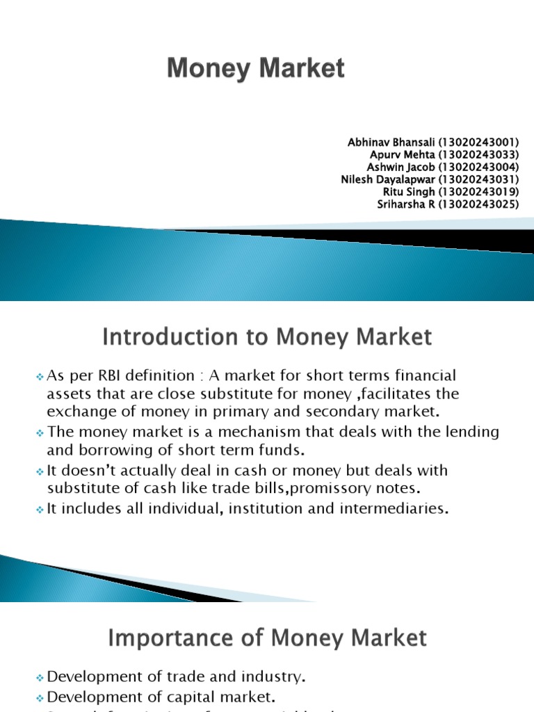 Overview of Money Market Instruments | PDF | Repurchase Agreement ...
