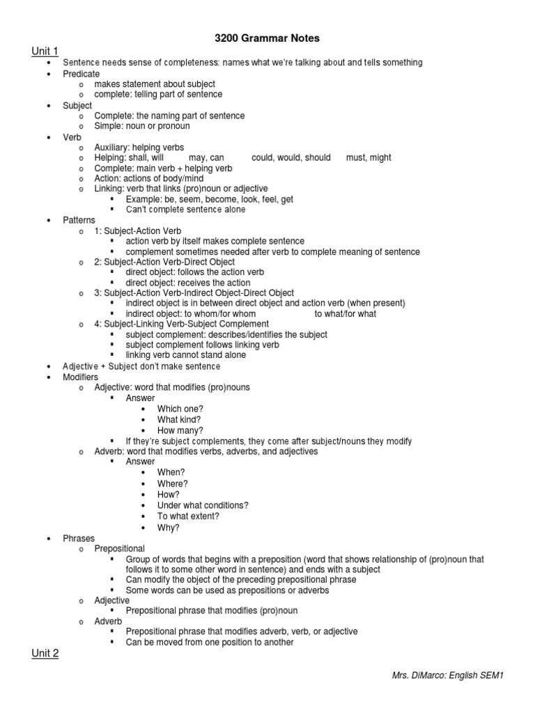 sophomore-english-sem1-notes-verb-adjective