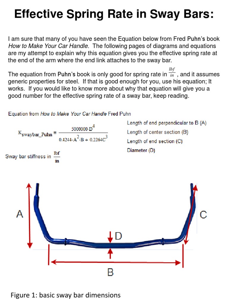 Sway Bar Calculations Pdf Stiffness Continuum Mechanics