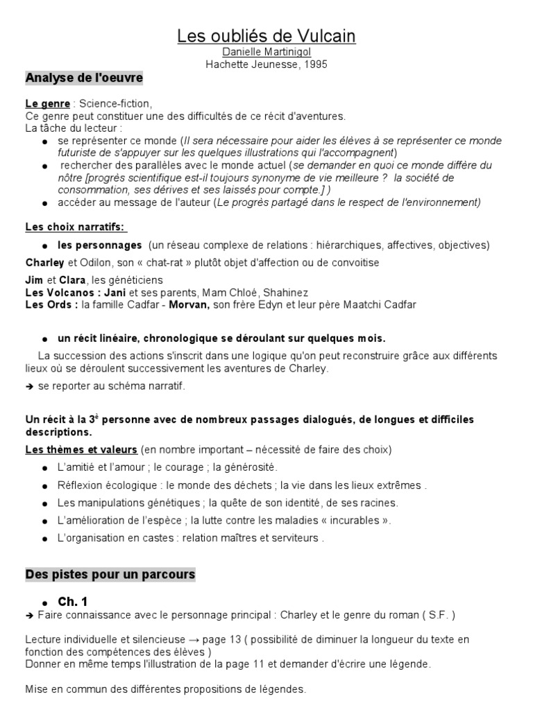 Les Oublies De Vulcain Resume Par Chapitre Analyse de L'oeuvre Et Questions | PDF | La nature