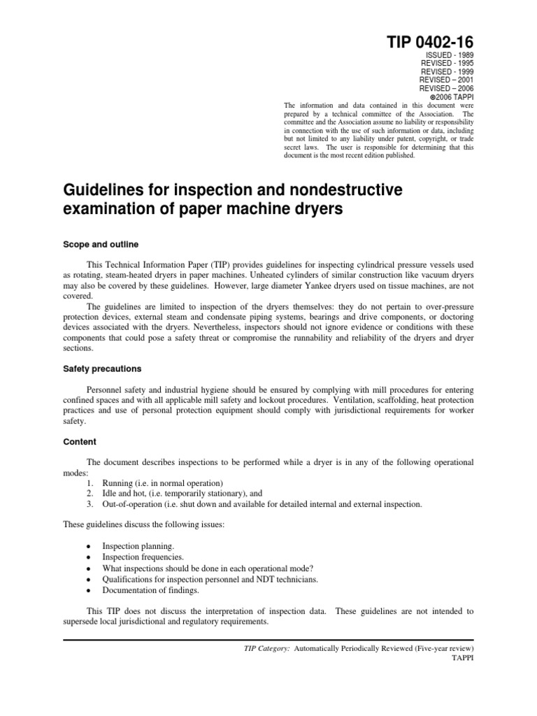 TAPPI - 0402 - 16 (Guidelines For The Inspection and Nondestructive ...