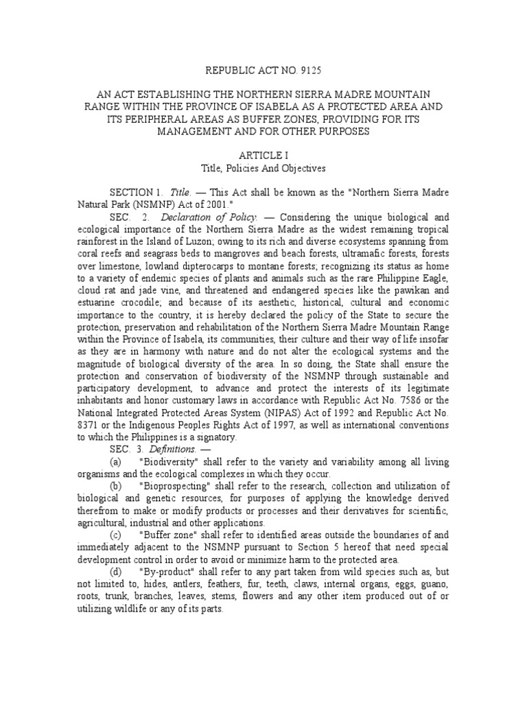 Ra 9125 | Download Free PDF | Protected Area | Conservation Biology