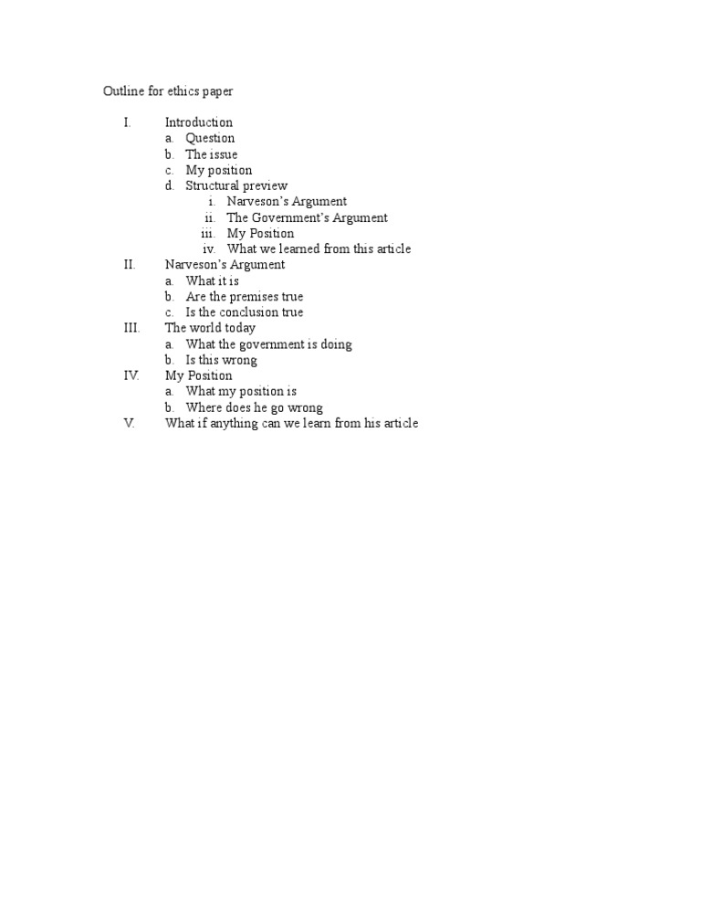 Outline For Ethics Paper | PDF | Argument | Metaphilosophy