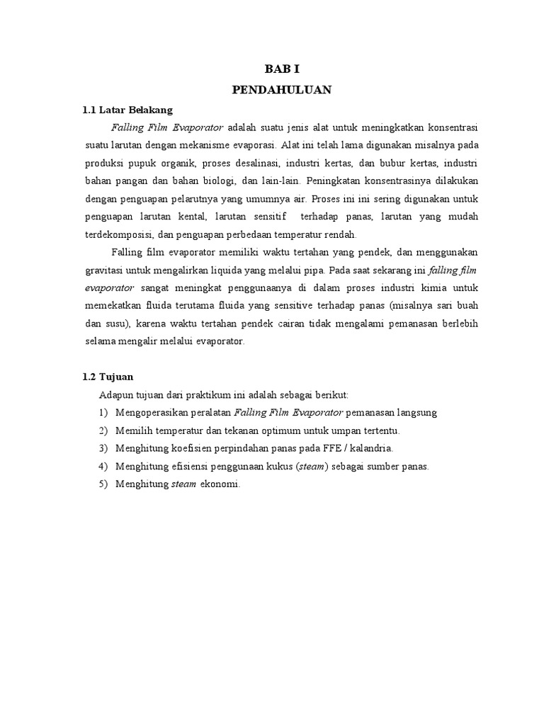 Laporan Falling Film Evaporator | PDF