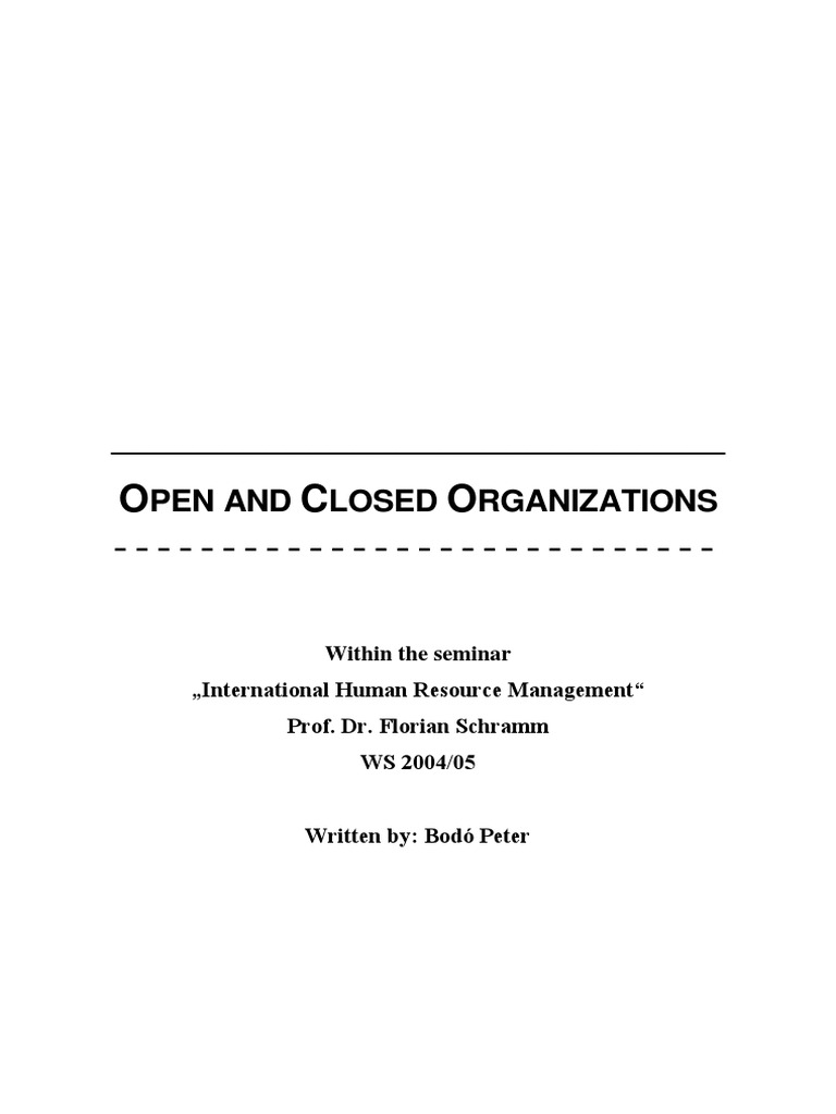 Open vs Closed Organizations Explained | PDF | Open Society ...