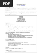 Basic Résumé Types: 1. Chronological Resume