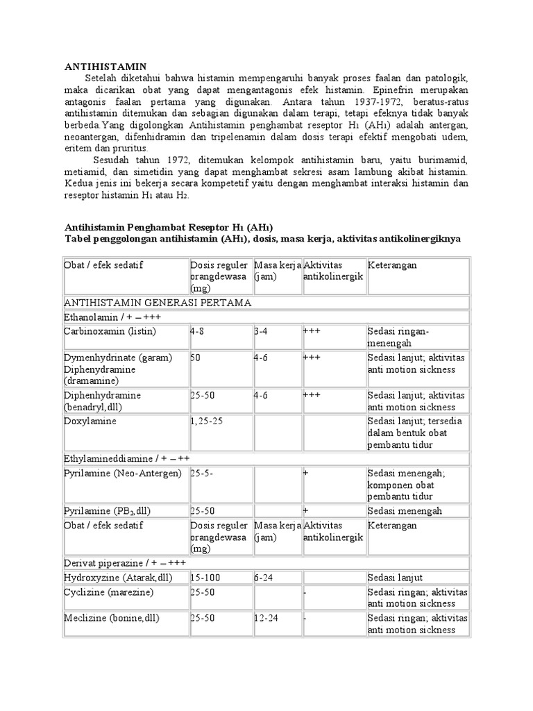 Obat Golongan ANTIHISTAMIN | PDF