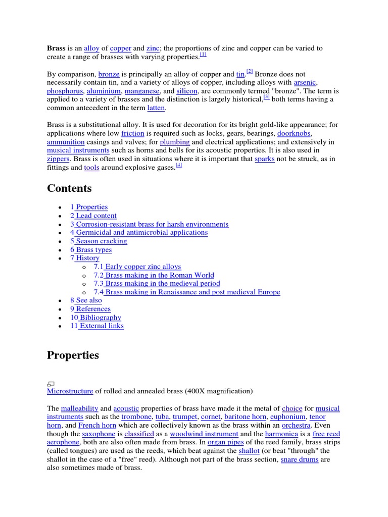 Brass: Copper-Zinc Alloy Composition | PDF | Brass | Bronze