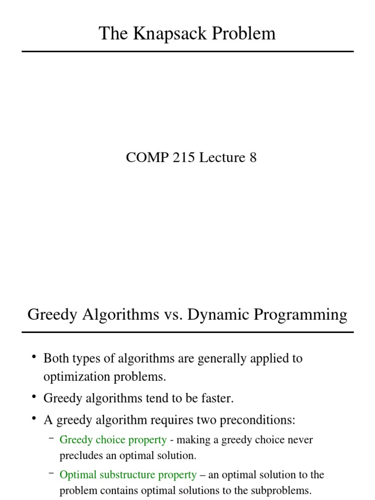 Knapsack Algorithm | PDF | Dynamic Programming | Mathematical Optimization