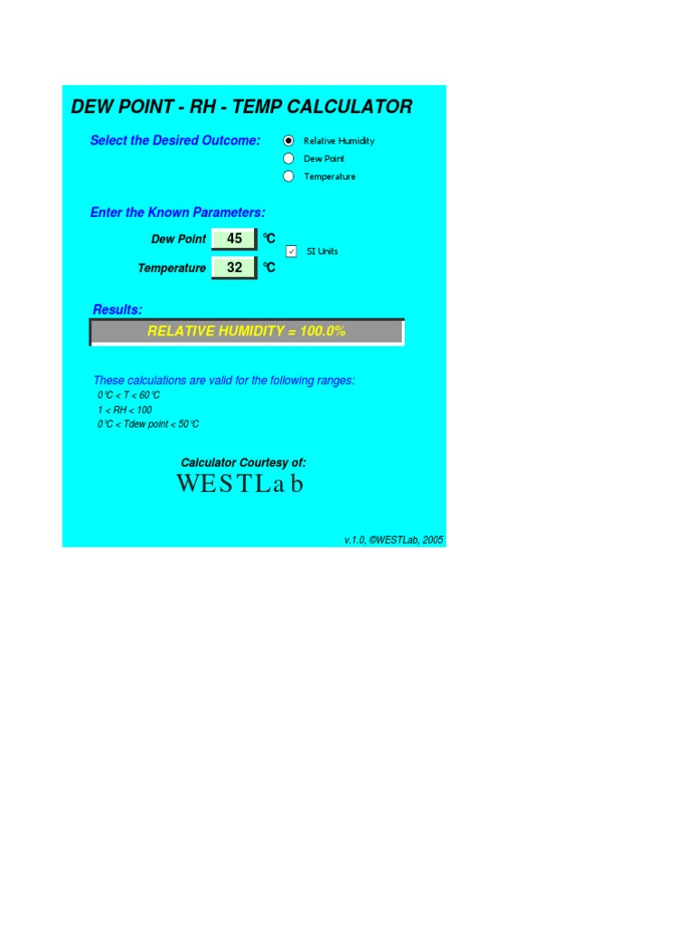 Dew Point Calculator PDF