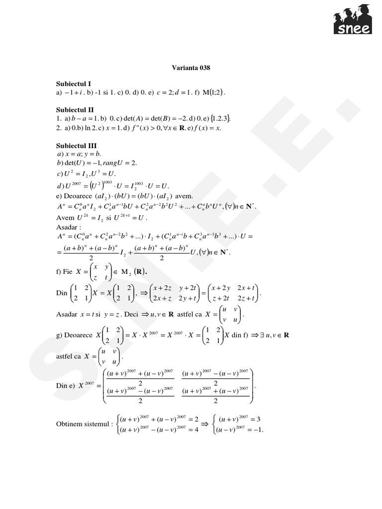Mathematics Exam Problems 038 | PDF