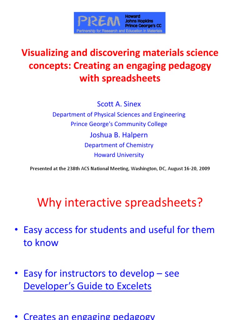 Engaging Materials Science with Spreadsheets | PDF | Spreadsheet ...