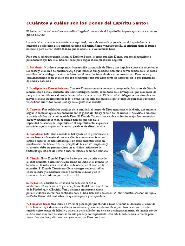¿Cuántos y cuáles son los Dones del Espíritu Santo? 1