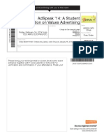 Adspeak '14: A Student Convention On Values Advertising: Please Print and Bring With You To The Event