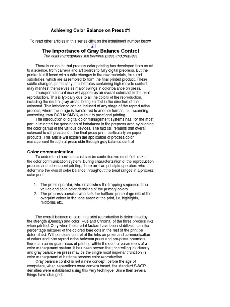 Color Balance Control in Printing | PDF | Magenta | Color