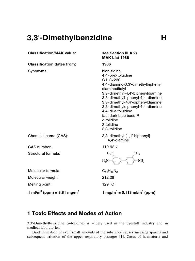 Dimethyl Benzidine | PDF | Mutagen | Toxicity