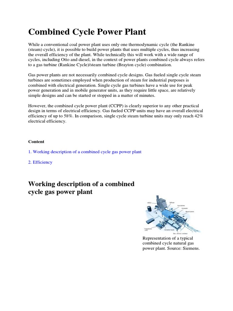 Understanding Combined Cycle Power Plants | PDF | Gas Turbine | Power ...