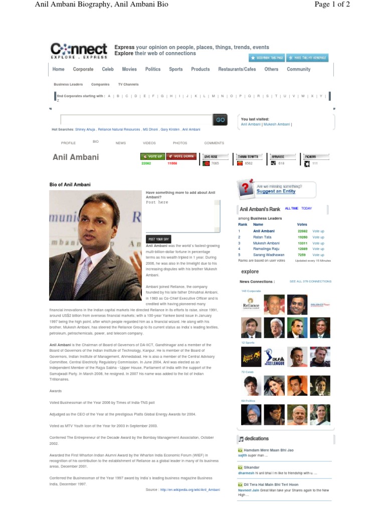 Anil Ambani Biography | PDF | Economy Of India | Business