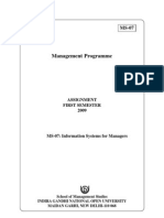 Management Programme: Assignment First Semester 2009