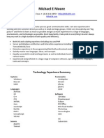 Michael E Moore: Technology Experience Summary